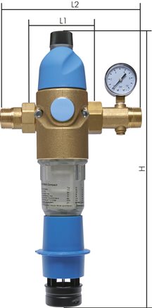 Exemplary representation: Backwash filter/pressure reducer for drinking water, R 3/4" to R 1 1/4"