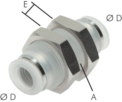 Exemplary representation: Bulkhead connector with polypropylene thread