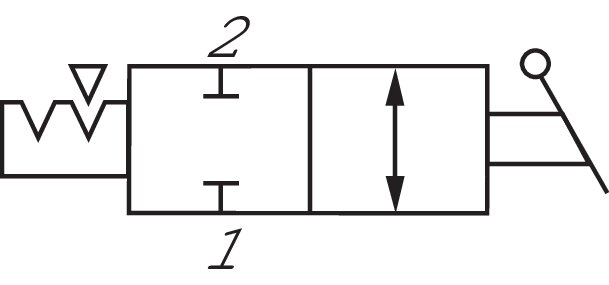 Schaltsymbol: 2/2-Wege-Kipphebelventil