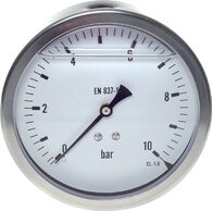 Glycerinmanometer waagerecht Ã 100 mm, Edelstahl / Messing, Eco-Line