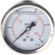 Glycerinmanometer waagerecht Ã 63 mm, Edelstahl / Messing, Eco-Line